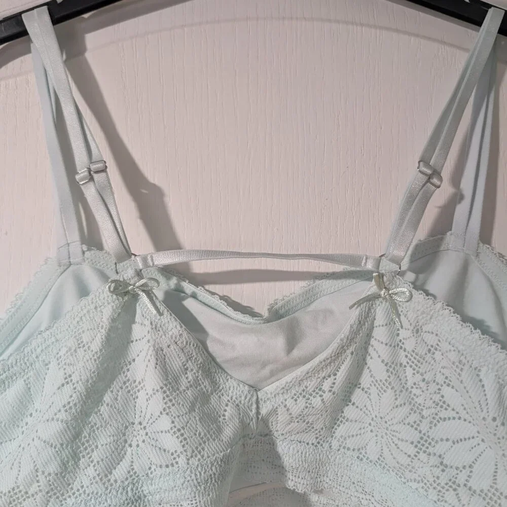NEW Aerie | Anytime Lace Strappy Bralette In Light Turquoise - Picture 5 of 8